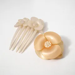 ALEXANDRE DE PARIS アレクサンドル ドゥ パリ ヘアアクセサリー 2点セット カメリア バレッタ コーム フランス製 ブランド古着【中古】20251110/RA6554