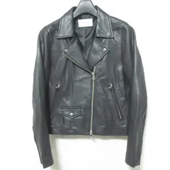 美品 STUDIOUS ステュディオス ラムレザー ダブル ライダースジャケット ブルゾン 209250002 0 ブラック レディース 古着 中古 USED