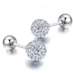 【在庫セール】[ESFRIAN] ピアス レディース 丸 シンプル 5mm シルバー キラキラ メンズ サージカル純チタン 軟骨ピアス スタッドピアス つけっぱなし ネジ式 ジュエリー 男女兼用 両耳用 キャッチ 人気 おしゃれ プレゼント ファースト 2個セ