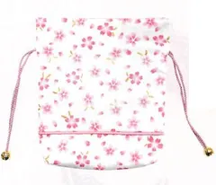 桜巾着ポーチ 春色 日本製