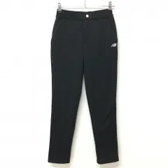 【超美品】ニューバランスゴルフ パンツ 黒×白 裏起毛 サイドロゴ ウエストゴム レディース 0(S) ゴルフウェア New Balance
