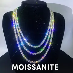 【売れ筋No.1】12.5ctモアサナイト テニスチェーンネックレス3mm　S925×証明書付 ブリンブリン hip hop