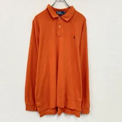 【3点以上まとめ買いで20%OFF】古着 used　90s～　Polo by Ralph Lauren　ポロバイラルフローレン　長袖ポロシャツ　オレンジ　2XLサイズ