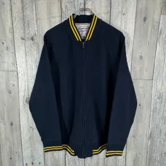 LAND'S END ランズエンド リンガーネック 裏起毛 ラグラン スウェット スエット ジップ トレーナー スタジャン ジャケット スタジアム ジャンパー メンズ L サイズのサムネイル