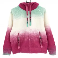 【超美品】パーリーゲイツ ボアジップパーカー 白×ピンク×ライトグリーン レディース 0(S) ゴルフウェア 2023年モデル PEARLY GATES