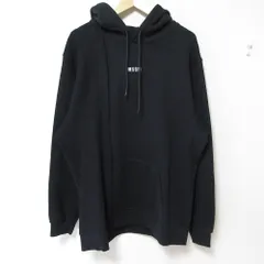 美品 MSGM エムエスジーエム ロゴ刺繡 パイルドッキング プルオーバー スウェット パーカー フーディー 3140MM64 サイズM ブラック メンズ レディース 古着 中古 USED