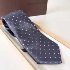 箱付き未使用同様✨ABランク　LOUIS VUITTON　ルイヴィトン　ネクタイ　silk　シルク　仕事　ビジネス　ネイビー　メンズ　「74EL」