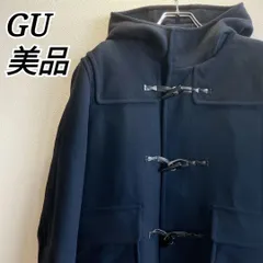 美品⭐️ ジーユー GU ダッフルコート フード付き ウール混 wool 毛 トグルボタン デカポケット 袖ベルト 裏地付き カジュアル アウター 防寒 ユニセックス ネイビー Sサイズ  小さめ