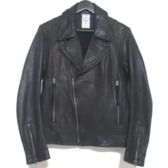 美品 shama シャマ レザー ダブル ライダースジャケット ブルゾン SH15F1012 サイズ38 ブラック メンズ 古着 中古 USED