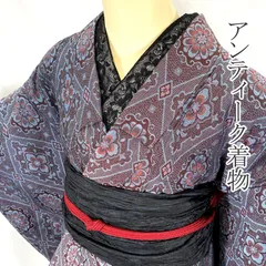 511af1▲アンティーク着物 花菱 アーガイル柄 レトロモダン 大正ロマン 昭和レトロ 和洋MIX▲