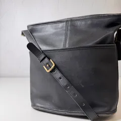 ✨Cランク　 COACH　オールドコーチ　ショルダーバッグ　bag　バケツ型　斜め掛け　グラブタンレザー　ブラック　4075　「130EL」