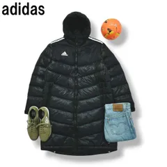 【極暖】 アディダス adidas フーデット キルティング ダウン ベンチ コート パーカー ウィンドブレーカー ナイロン ジャンパー O ブラック スポーツ タウンユース レジャー メンズ