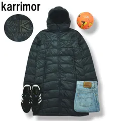 【極暖】 カリマー karrimor フーデット ダウン コート ロング ジャケット ジップアップ パーカー ナイロン ジャンパー M ネイビー アウトドア タウンユース レジャー レディース ♪