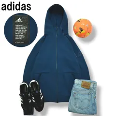 【機能的】 アディダス adidas スウェット フルジップ パーカー パフォーマンス ロゴ プリント 裏地 鹿の子 L相当 ターコイズブルー スポーツ ストリート カジュアル ウェア メンズ