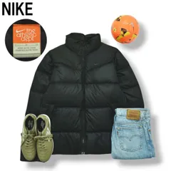 【定番】 ナイキ NIKE キルティング ダウン ジャケット ジップアップ ジャンパー ウィンドブレーカー スウッシュ ロゴ 刺繍 L ブラック スポーツ アウトドア ストリート メンズ