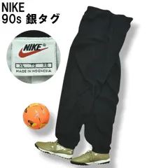 90s ヴィンテージ 銀タグ ナイキ NIKE ナイロン パンツ ウィンドブレーカー スウッシュ ロゴ 刺繍 ルーズ ビッグシルエット オーバーサイズ XL ブラック ストリート スポーツ メンズ
