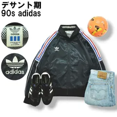 【デサント期】 90s ヴィンテージ 日本製 アディダス adidas トリコロール スリーストライプス ナイロン ジャケット ウィンドブレーカー 裏地 メッシュ M ダークネイビー メンズ