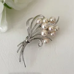 MIKIMOTO ミキモト パール ブローチ コサージュ 極美品 MIKIMOTO ミキモト パールブローチ コサージュ 5粒 シルバー