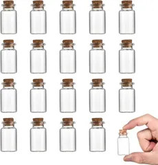 HAPPY SUGAR ガラス 小瓶 コルク栓付 透明 ミニボトル 標本 透明ボトル スパイスボトル ミニチュア 小物入れ 装飾 20個セット 8ml (クリア)