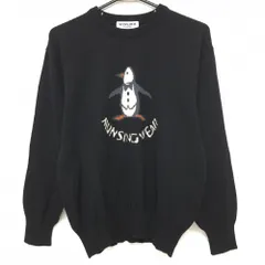 マンシングウェア セーター 黒×白 ニット ウール100% ビッグロゴ レディース L ゴルフウェア Munsingwear