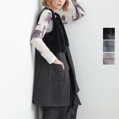 レディース ファーベスト スエードコンビ 前開き ロング丈 あったか おしゃれ 重ね着 防寒 秋冬 トレンド アウター 新作 送料無料