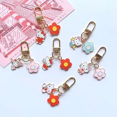 6個セット　ハローキティ キーホルダー サンリオ 猫 猫雑貨 アクセサリー ミニキーホルダー ちびキーホルダー キティちゃん 猫グッズ 猫雑貨 合金 飾り物 おしゃれ 猫 キャット キュート 可愛い 日常雑貨 にゃんこ キーリング ネコ 小学生 プレゼント