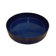 X11105 花器 華道 生け花 紺色 陶器 円 水盤 10MK