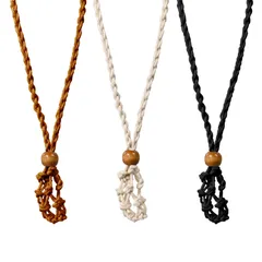 0209 天然石ホルダー  ミックス  マクラメネックレス  3本セット マクラメ ハンドメイド