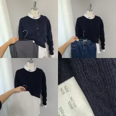 新-ウール50 ケーブル ニット カーディガン