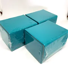 【訳アリ品 匿名配送】横入れデッキケース3個セット （ターコイズ）ポケカ ワンピースカードゲーム デュエマ ホロライブカード等の トレカ 収納に 革 合皮レザー