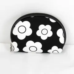 美品『USED』 マリークヮント デイジー総柄 ポーチ キャンバス ブラック