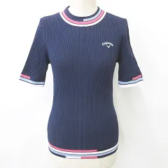 キャロウェイ CALLAWAY ゴルフ 2024年モデル ニット セーター 半袖 刺繍 紺 白 ピンク 青 ネイビー ホワイト ブルー Ｍ