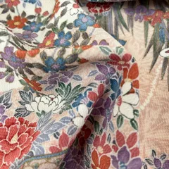 小紋 縮緬 花柄 総柄 素敵な染め 正絹 着物 MK-977