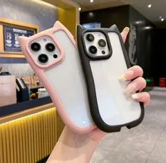 iphone17 iPhone16e ケース iPhone16 ケース iPhone15 クリア iPhone16pro ケース iPhoneケース 猫 猫耳 ネコミミ スタンド 韓国 かわいい クリアケース