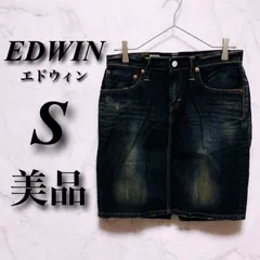【綺麗め】 エドウィン EDWIN デニムスカート S レディース ダークインディゴ オールシーズン コットン ひざ丈 ヴィンテージ加工 古着のサムネイル