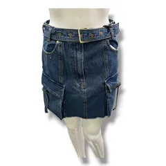 参考上代22000円 未使用品 PRANK PROJECT Mini Cargo Skirt ミニカーゴスカート デニムスカート プランクプロジェクト 31232515202 ブルー