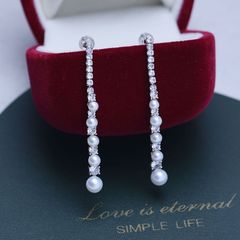 ピアス 14金ホワイトゴールド 揺れる シンプル k14 淡水パール 新品未