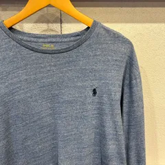 古着 M 長袖 ブルー ロンT 青 ワンポイント POLO ラルフ Ralph Lauren