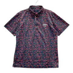 サイズ：LL CALLAWAY キャロウェイ  半袖ポロシャツ ボタンダウン 総柄 ネイビー系 [240101547322] ゴルフウェア メンズ ストスト