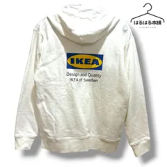 IKEA／イケア／パーカー／ロゴ／白／ホワイト／長袖／秋冬／カジュアル／バーコード／EU:S/M