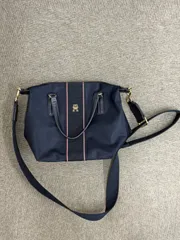 M 最終価格【美品】TOMMY HILFIGER トミーヒルフィガー ショルダーバック ハンドバック ネイビー チェック柄 おしゃれ