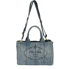 PRADA プラダ カナパ 1BG439 トートバッグ デニム/コットンキャンバス ブルー レディース【中古】【送料無料】