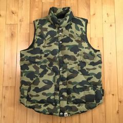 A BATHING APE 迷彩 オレンジ リバーシブル ダウンベスト エイプ