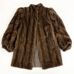 53k10《美品》 SAGA MINK サガミンク デミバフミンク セミロングコート 袖螺旋デザイン M相当 11 ブラウン 本毛皮 MINK FUR COAT 裏地刺繍 リアルファーt18r