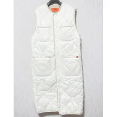 美品 21AW UNIVERSAL OVERALL ユニバーサルオーバーオール キルティングロングベストジレ U2132145 Fアイボリー レディース 古着 中古 USED