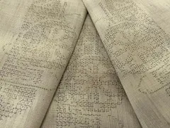 平和屋着物●結城紬　100亀甲　飛び亀甲柄　源氏車花文　正絹　逸品　AABC4931zg