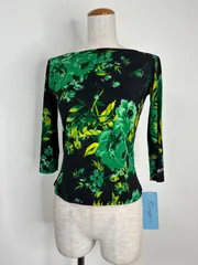 《新品》社交ダンス　ブラック×グリーン　ボートネック&ドレープ　トップス　衣装【Roger】