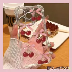 iPhone14 / 15 / 16・14Pro / 15Pro / 16Pro対応 🍒リボンチェリークリアケース