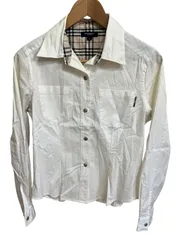 RE319 BURBERRY LONDON バーバリーロンドン　長袖シャツ　ホワイト　レディース　サイズL