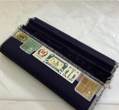 新品 重要無形文化財 手紡ぎ糸・手織り 本場結城紬 紺色無地 反物 着物 